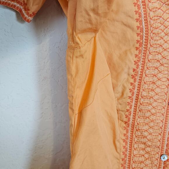 Sigrid Olsen Orange Embroidered Button Front Top Blouse Petite - Picture 5 of 9